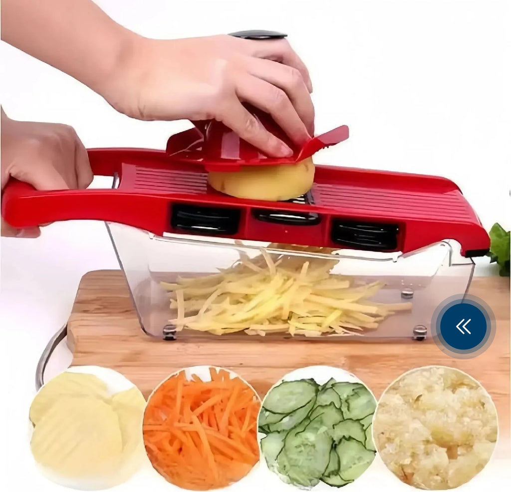 10 in 1 Mandoline Slicer Vegetable Cutter with Stainless Steel Blade Manual Potato Peeler Carrot Cheese Grater Dicer Kitchen Tool-Pink with box