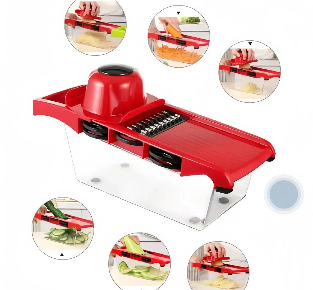 10 in 1 Mandoline Slicer Vegetable Cutter with Stainless Steel Blade Manual Potato Peeler Carrot Cheese Grater Dicer Kitchen Tool-Pink with box